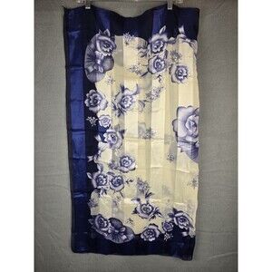 Vintage Leonard‎ Paris Silk Scarf Blue Floral Print Luxury Designer Square Scarf